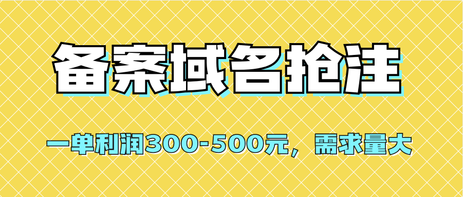 【全网首发】备案域名抢注，一单利润300-500元，需求量大 - 小白项目网-小白项目网
