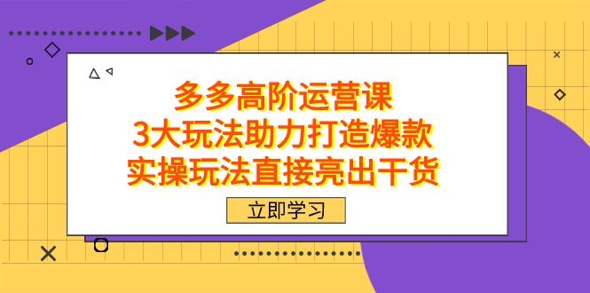 拼多多高阶·运营课，3大玩法助力打造爆款，实操玩法直接亮出干货 - 小白项目网-小白项目网