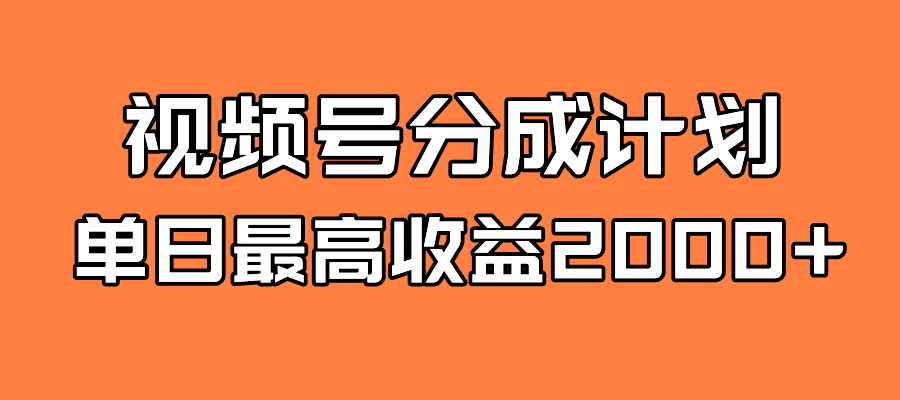 全新蓝海 视频号掘金计划 日入2000+-小白项目网