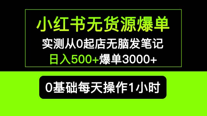 小红书无货源爆单 实测从0起店无脑发笔记爆单3000+长期项目可多店 - 小白项目网-小白项目网
