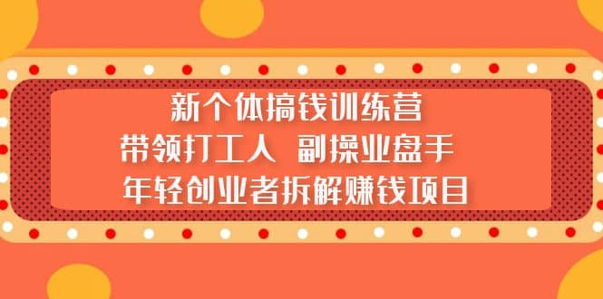 新个体搞钱训练营：带领打工人 副操业盘手 年轻创业者拆解赚钱项目 - 小白项目网-小白项目网