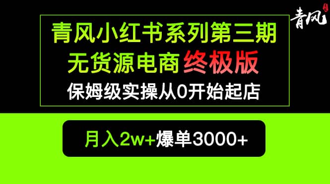 小红书无货源电商爆单终极版【视频教程+实战手册】保姆级实操从0起店爆单 - 小白项目网-小白项目网
