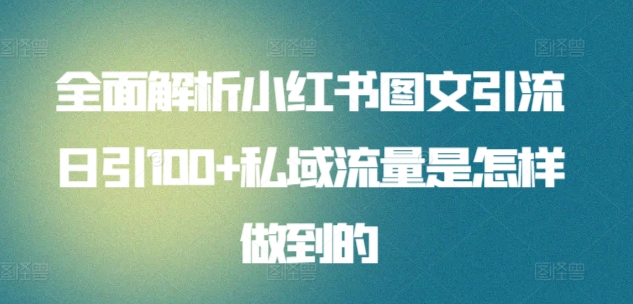 日引流100私域流量小红书图文是怎样做到的全面解析 - 小白项目网-小白项目网