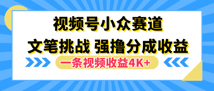 视频号小众赛道,文笔挑战,一条视频收益4K+ - 小白项目网-小白项目网