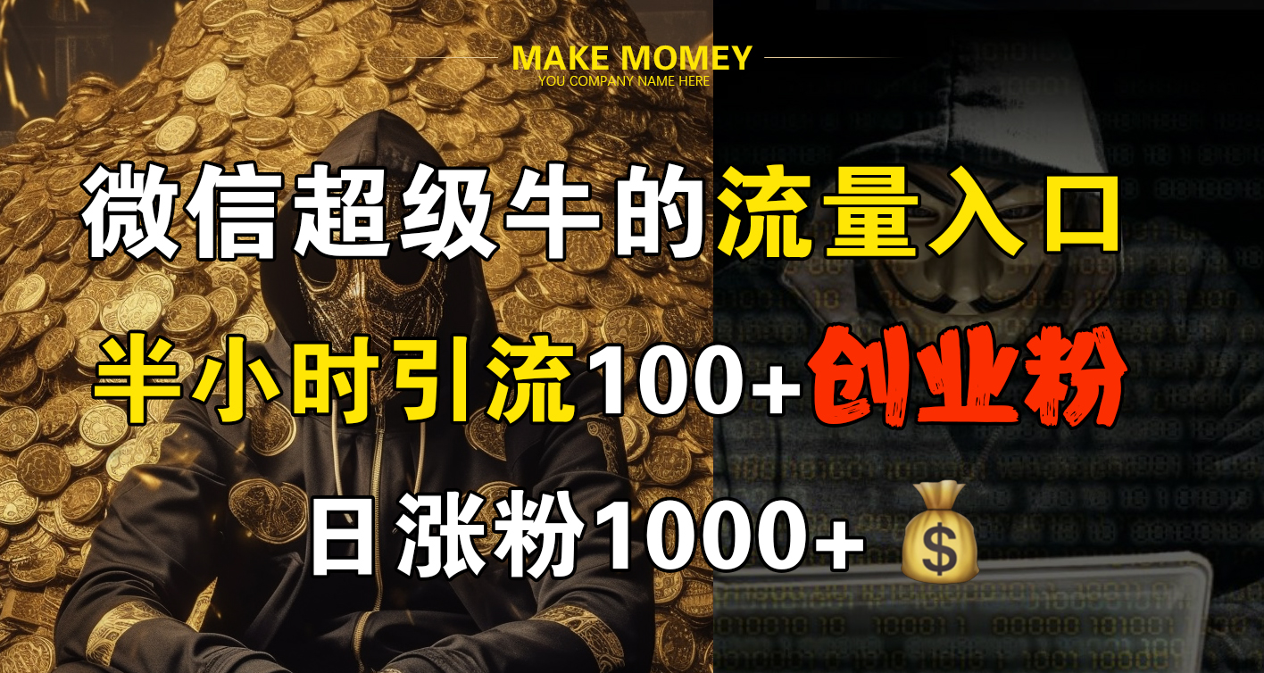 微信超级牛的流量入口,半小时引流100+创业粉,日涨粉1000+ - 小白项目网-小白项目网