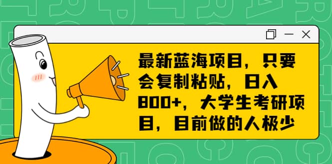 最新蓝海项目，只要会复制粘贴，日入800+，大学生考研项目，目前做的人极少 - 小白项目网-小白项目网