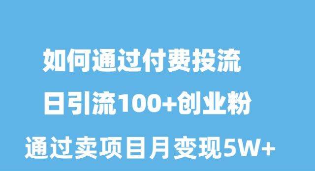 如何通过付费投流日引流100+创业粉月变现5W+ - 小白项目网-小白项目网
