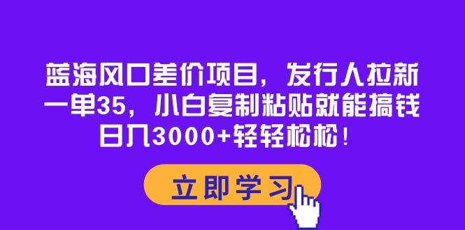 蓝海风口差价项目,发行人拉新,一单35,小白复制粘贴就能搞钱!日入3000+轻轻松松 - 小白项目网-小白项目网