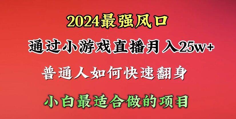 2024年最强风口,通过小游戏直播月入25w+单日收益5000+小白最适合做的项目 - 小白项目网-小白项目网