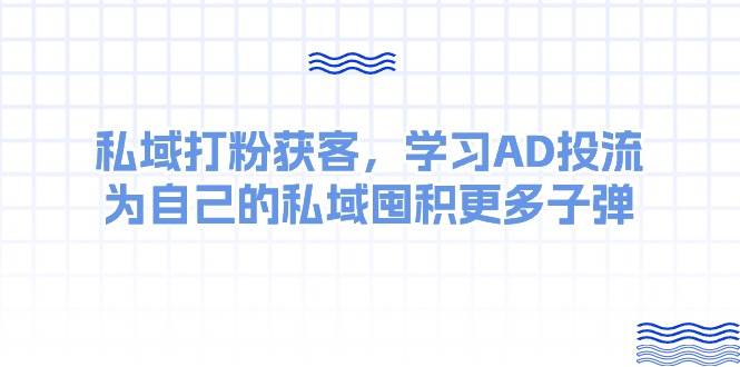 某收费课：私域打粉获客，学习AD投流，为自己的私域囤积更多子弹 - 小白项目网-小白项目网