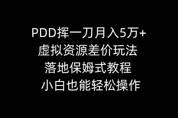 PDD挥一刀月入5万+，虚拟资源差价玩法，落地保姆式教程，小白也能轻松操作 - 小白项目网-小白项目网