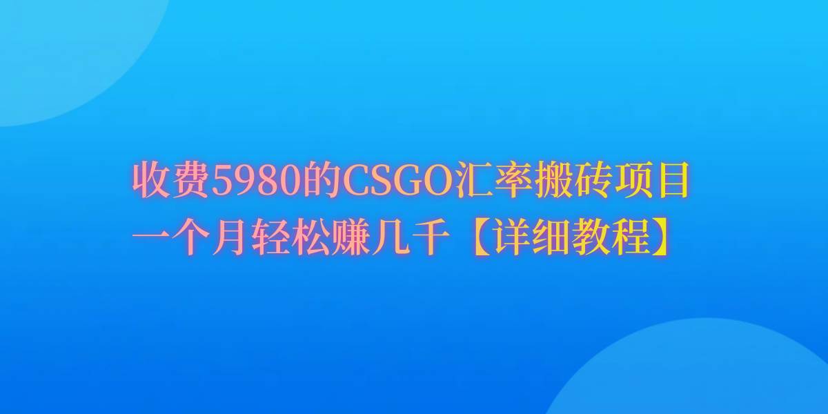 CSGO装备搬砖，月综合收益率高达60%，你也可以！ - 小白项目网-小白项目网