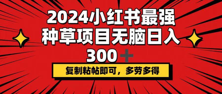 2024小红书最强种草项目，无脑日入300+，复制粘帖即可，多劳多得 - 小白项目网-小白项目网