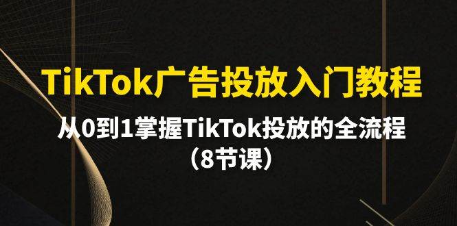 TikTok广告投放入门教程，从0到1掌握TikTok投放的全流程（8节课） - 小白项目网-小白项目网