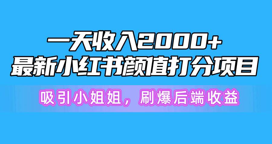 一天收入2000+，最新小红书颜值打分项目，吸引小姐姐，刷爆后端收益 - 小白项目网-小白项目网