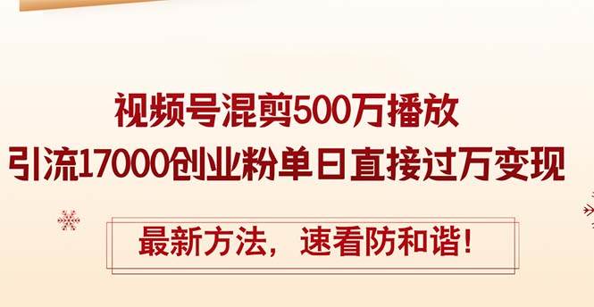 精华帖视频号混剪500万播放引流17000创业粉，单日直接过万变现，最新方...-小白项目网