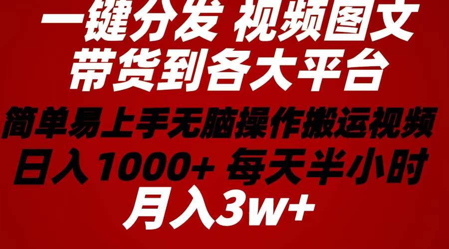 2024年 一键分发带货图文视频 简单易上手 无脑赚收益 每天半小时日入1... - 小白项目网-小白项目网