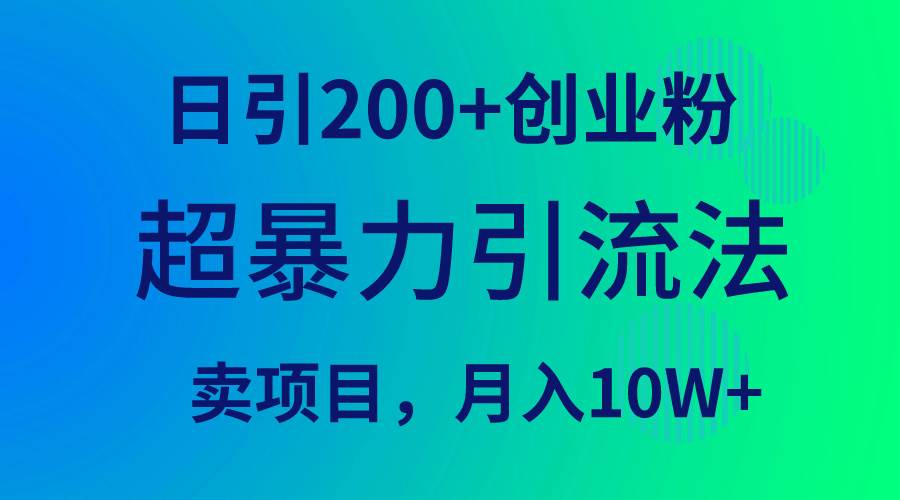 超暴力引流法，日引200+创业粉，卖项目月入10W+ - 小白项目网-小白项目网