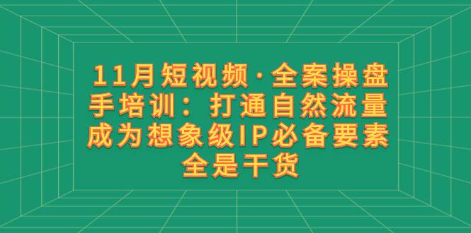 11月短视频·全案操盘手培训：打通自然流量 成为想象级IP必备要素 全是干货 - 小白项目网-小白项目网