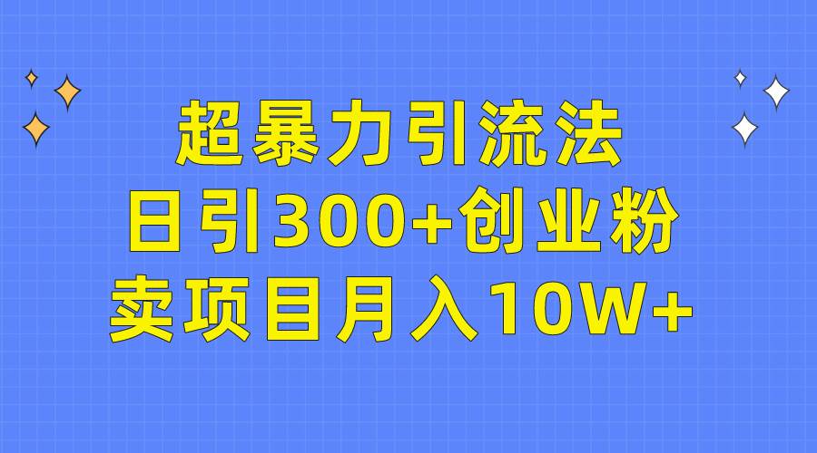 超暴力引流法，日引300+创业粉，卖项目月入10W+ - 小白项目网-小白项目网