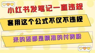 小红书发笔记一直违规，套用这个公式不仅不违规，来的还都是精准的付费粉-小白项目网