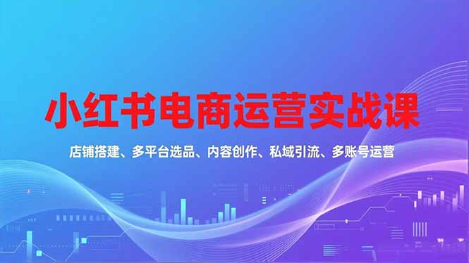 小红书电商运营实战课，店铺搭建、多平台选品、内容创作、私域引流、多账号运营等玩法-小白项目网