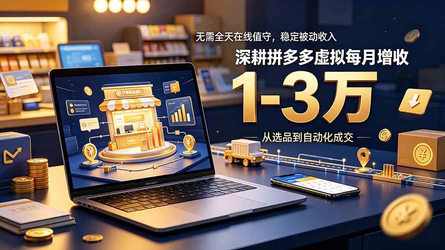 （19326期）无需全天在线值守，稳定被动收入，深耕拼多多虚拟每月增收 1-3 万-小白项目网