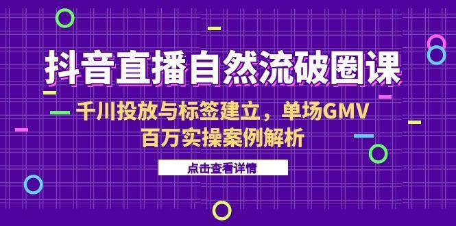 （15136期）抖音直播自然流破圈课-6月，千川投放与标签建立，单场GMV百万实操案例解析 - 小白项目网-小白项目网