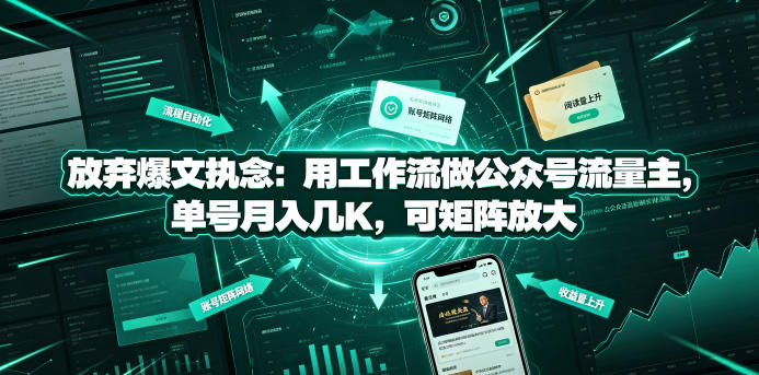 放弃爆文执念：用工作流做公众号流量主，单号月入几K，可矩阵放大-小白项目网