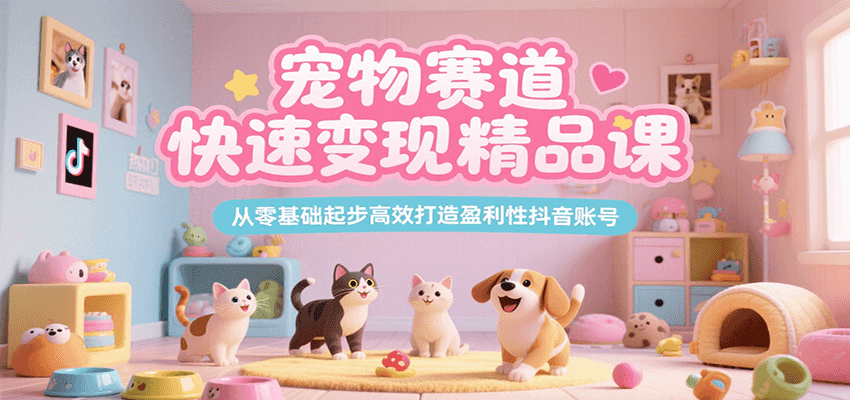 宠物赛道快速变现精品课，从零基础起步高效打造盈利性抖音账号-小白项目网