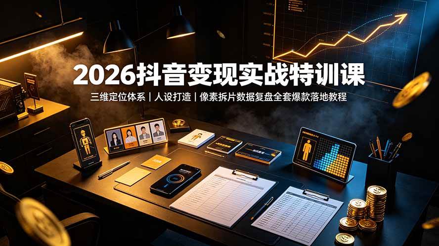 (19419期)2026抖音变现实战特训课:三维定位体系|人设打造|像素拆片数据复盘全套爆款落地教程-小白项目网