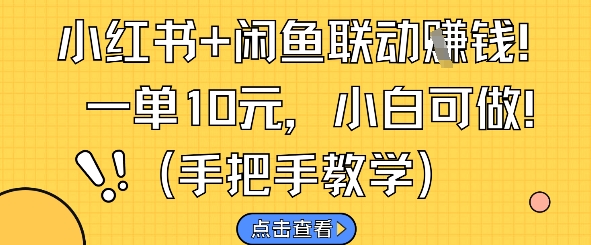 小红书+闲鱼联动挣钱，一单10元，小白可做 - 小白项目网-小白项目网