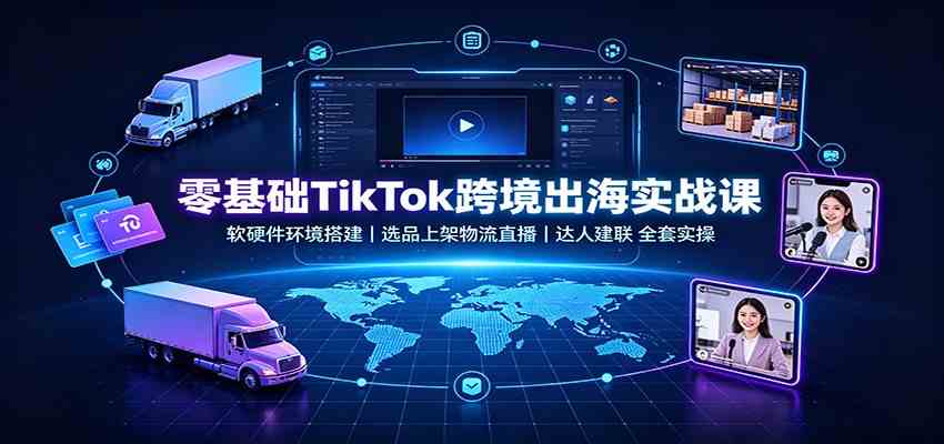 零基础TikTok跨境出海实战课：软硬件环境搭建，选品上架物流直播，达人建联全套实操-小白项目网