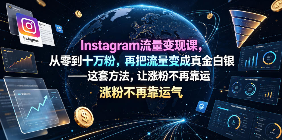 Instagram流量变现课,从零到十万粉,再把流量变成真金白银——这套方法,让涨粉不再靠运气【原创双语字幕】-小白项目网