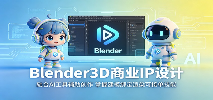 Blender3D商业IP设计：融合AI工具辅助创作，掌握建模绑定渲染可接单技能-小白项目网