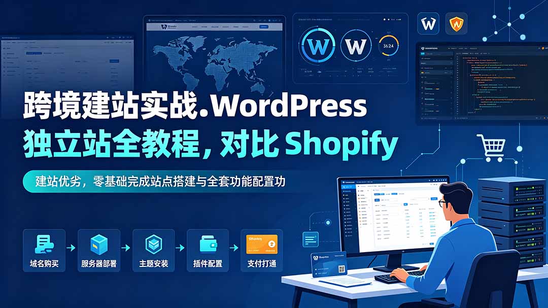 跨境建站实战：WordPress 独立站全教程，对比 Shopify 建站优劣，零基础完成站点搭建与全套功能配置-小白项目网