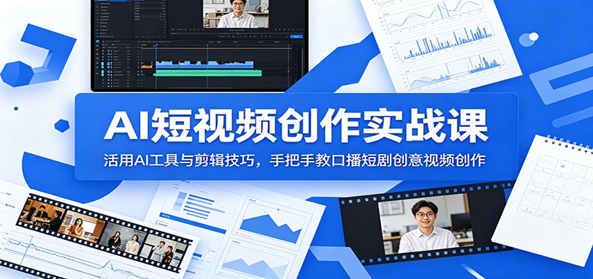 AI短视频创作实战课:活用AI工具与剪辑技巧,手把手教口播短剧创意视频创作-小白项目网