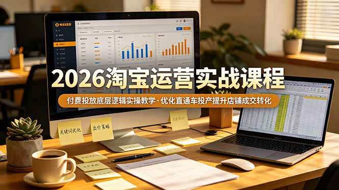 （19075期）2026 淘宝运营实战课程，付费投放底层逻辑实操教学，优化直通车投产提升店铺成交转化-小白项目网