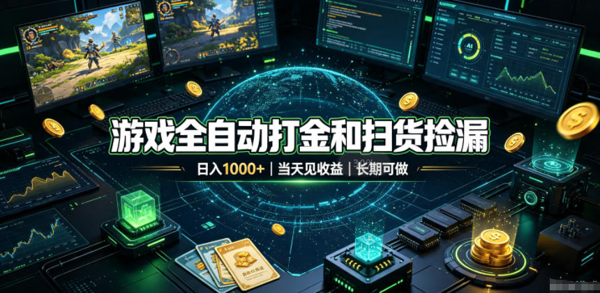 游戏全自动打金和扫货捡漏，日入1k+，当天见收益，长期可做！【揭秘】-小白项目网