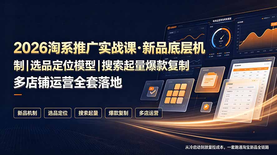 2026淘系推广实战课·新品底层机制|选品定位模型|搜索起量爆款复制多店铺运营全套落地教程-小白项目网
