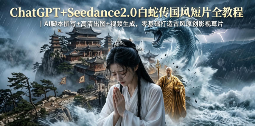 ChatGPT+Seedance2.0白蛇传国风短片全教程｜AI脚本撰写+高清出图+视频生成，零基础打造古风原创影视短片-小白项目网