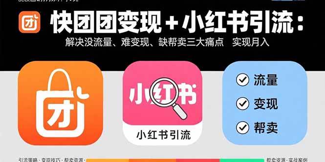 （15877期）快团团变现+小红书引流：解决没流量、难变现、缺帮卖三大痛点 实现月入3w+-小白项目网