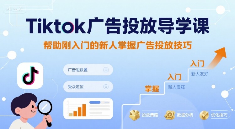 Tiktok广告投放导学课，帮助刚入门的新人掌握广告投放技巧-小白项目网
