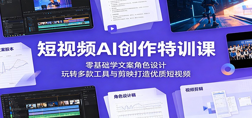短视频AI创作特训课：零基础学文案角色设计，玩转多款工具与剪映打造优质短视频-小白项目网