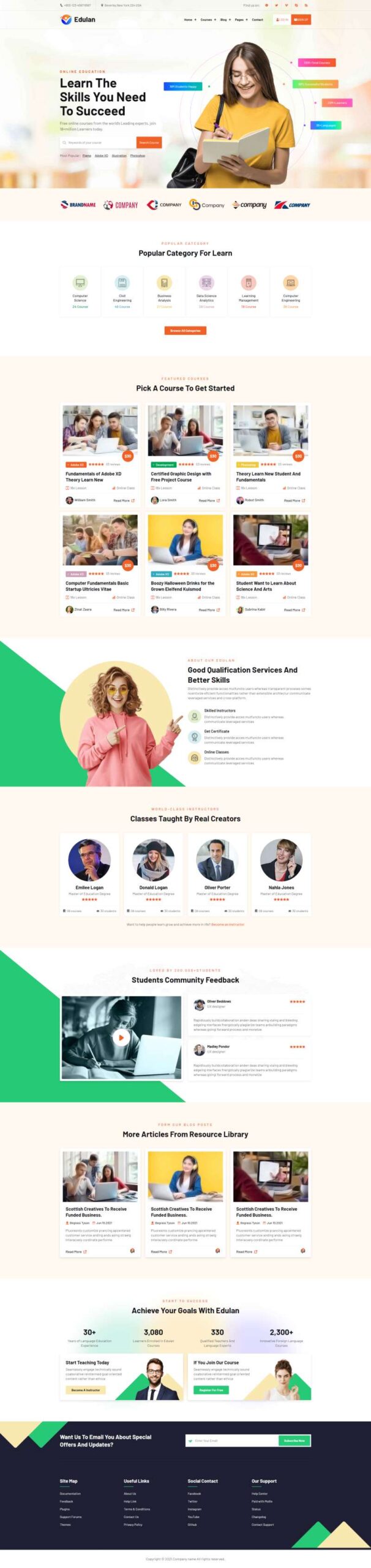 国外在线教育培训机构html网站模板下载-小白项目网