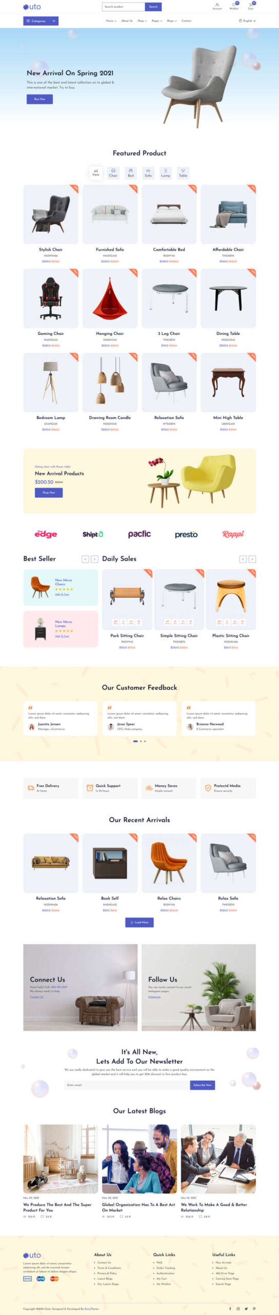 响应式家具家居桌椅沙发html网站模板-小白项目网