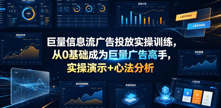 巨量信息流广告投放实操训练,从0基础成为巨量广告高手,实操演示+心法分析-小白项目网