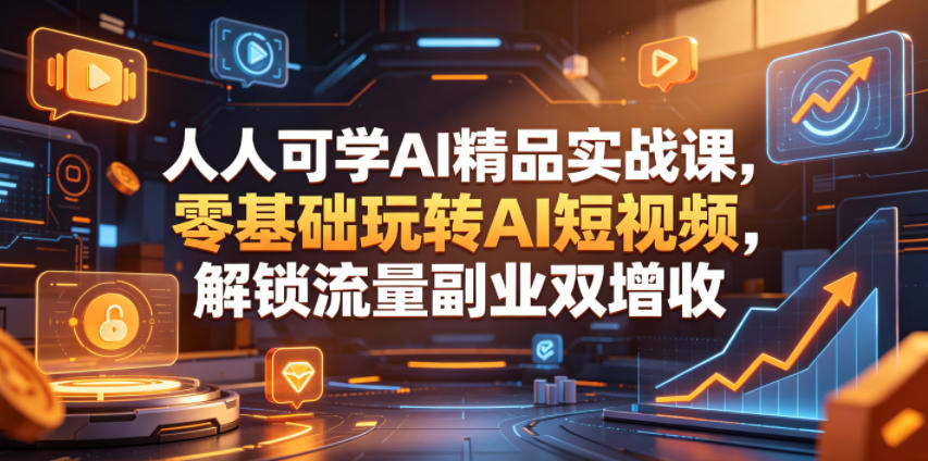 人人可学AI精品实战课，零基础玩转AI短视频，解锁流量副业双增收-小白项目网