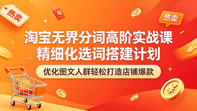 淘宝无界分词高阶实战课 精细化选词搭建计划 优化图文人群轻松打造店铺爆款-小白项目网