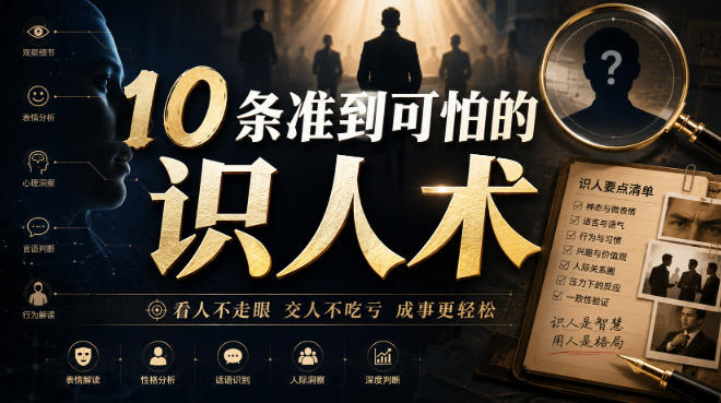 付费文章：10条准到可怕的识人术-小白项目网